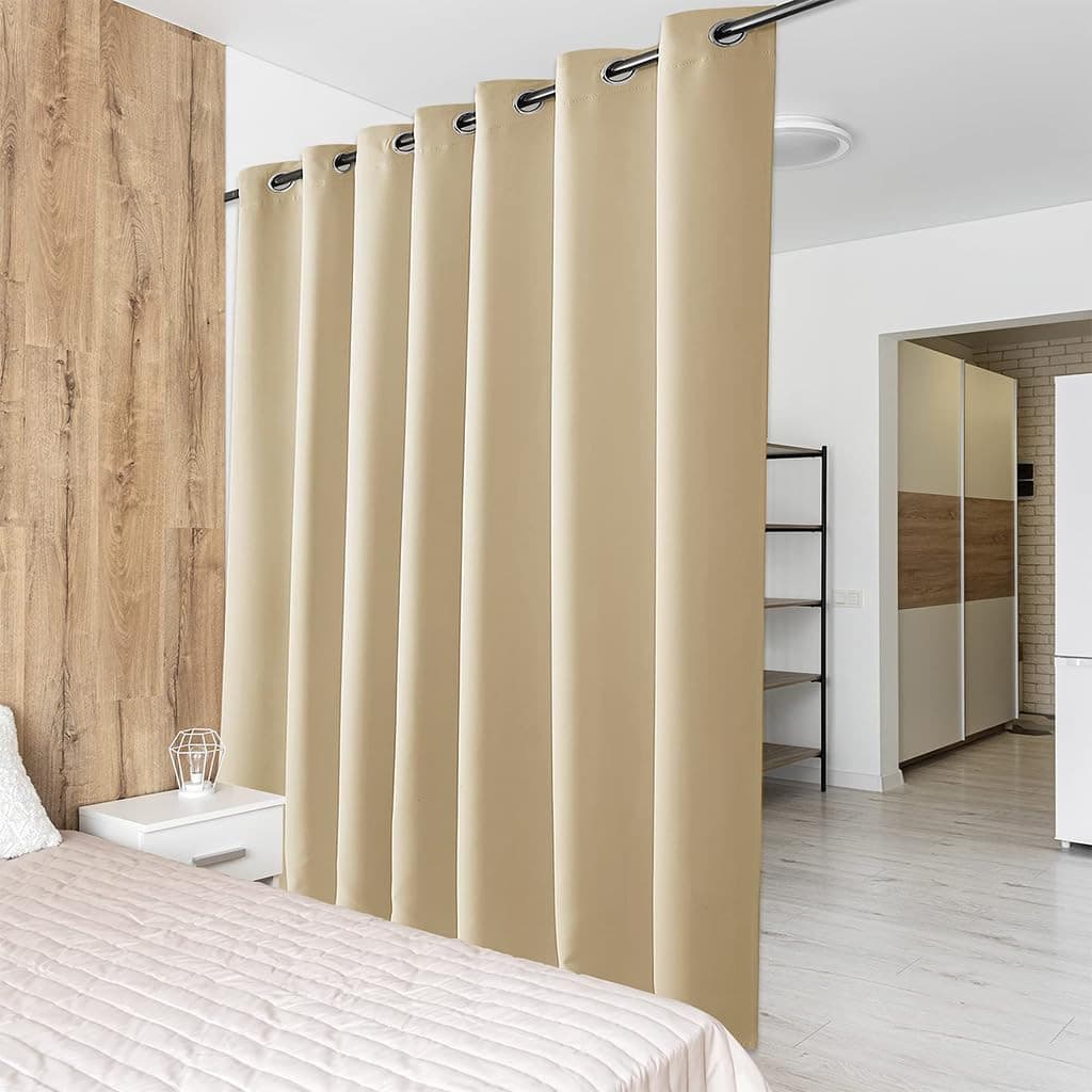Thermal Room Divider Curtain - Biscotti Beige W100" x L95"