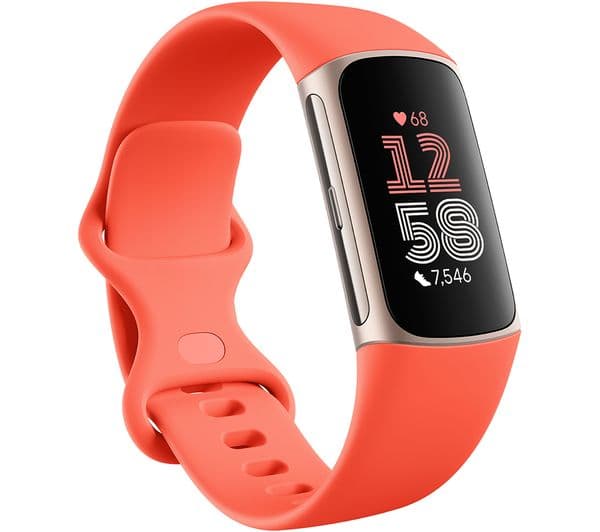 FITBIT Charge 6 Fitness Tracker - Coral, Silicone Strap, Universal
