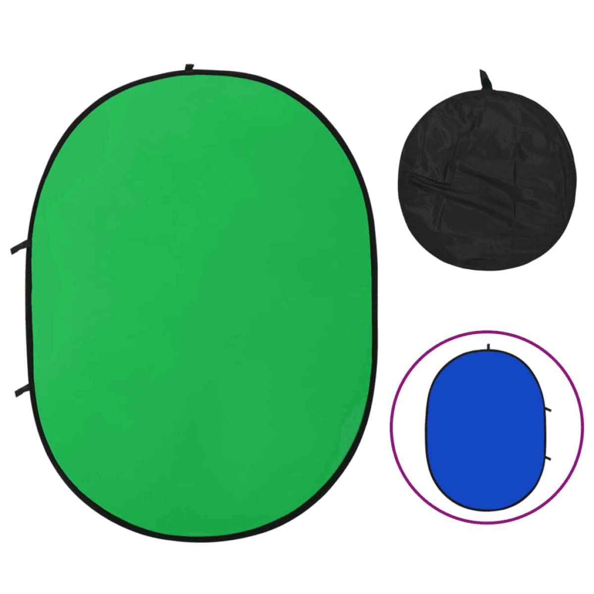 vidaXL 2 in 1 Oval Studio Background Screen Green and Blue 200x150 cm