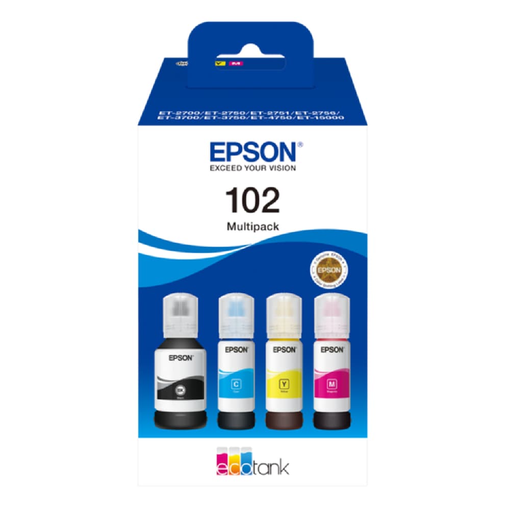 Epson 102 EcoTank Original Ink Bottle - Compatible with ET-15000/ET-2750/ET-3750/ET-4750 & More - Print Consumables