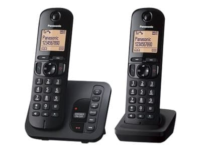 Panasonic KX-TGC222E - cordless phone - answering system with caller ID/call waiting + additional handset - 3-way call capability