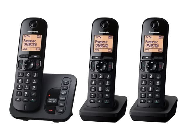 Panasonic KX-TGC223E - cordless phone - answering system with caller ID/call waiting + 2 additional handsets - 3-way call capability