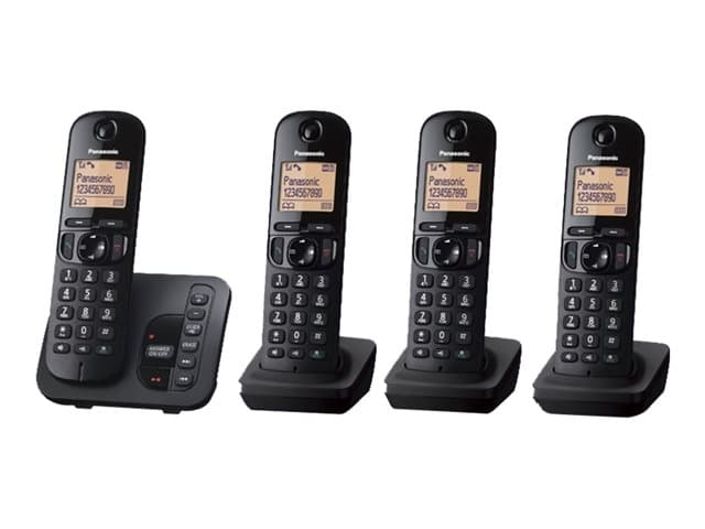 Panasonic KX-TGC224E - cordless phone - answering system with caller ID/call waiting + 3 additional handsets - 3-way call capability