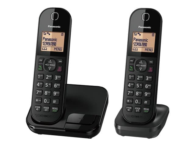 Panasonic KX-TGC412EB - cordless phone with caller ID/call waiting + additional handset - 3-way call capability