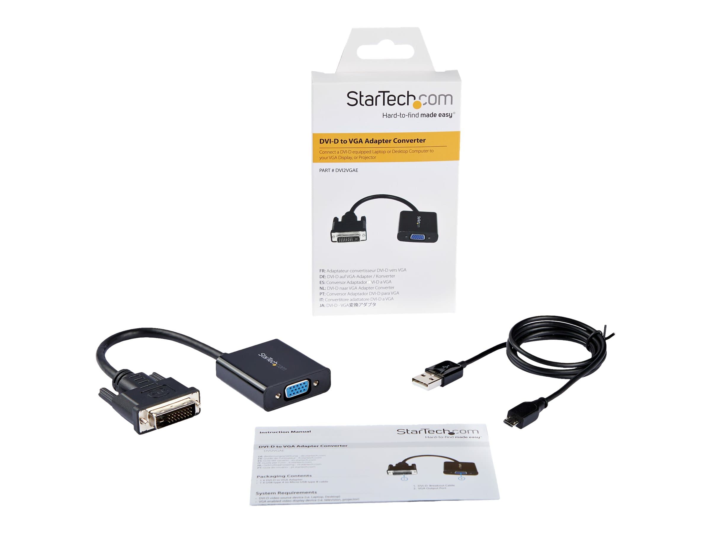 StarTech DVI-D to VGA Active Adapter Converter Cable - 1080p - DVI to VGA Converter box (DVI2VGAE) - video adapter - 24.8 m
