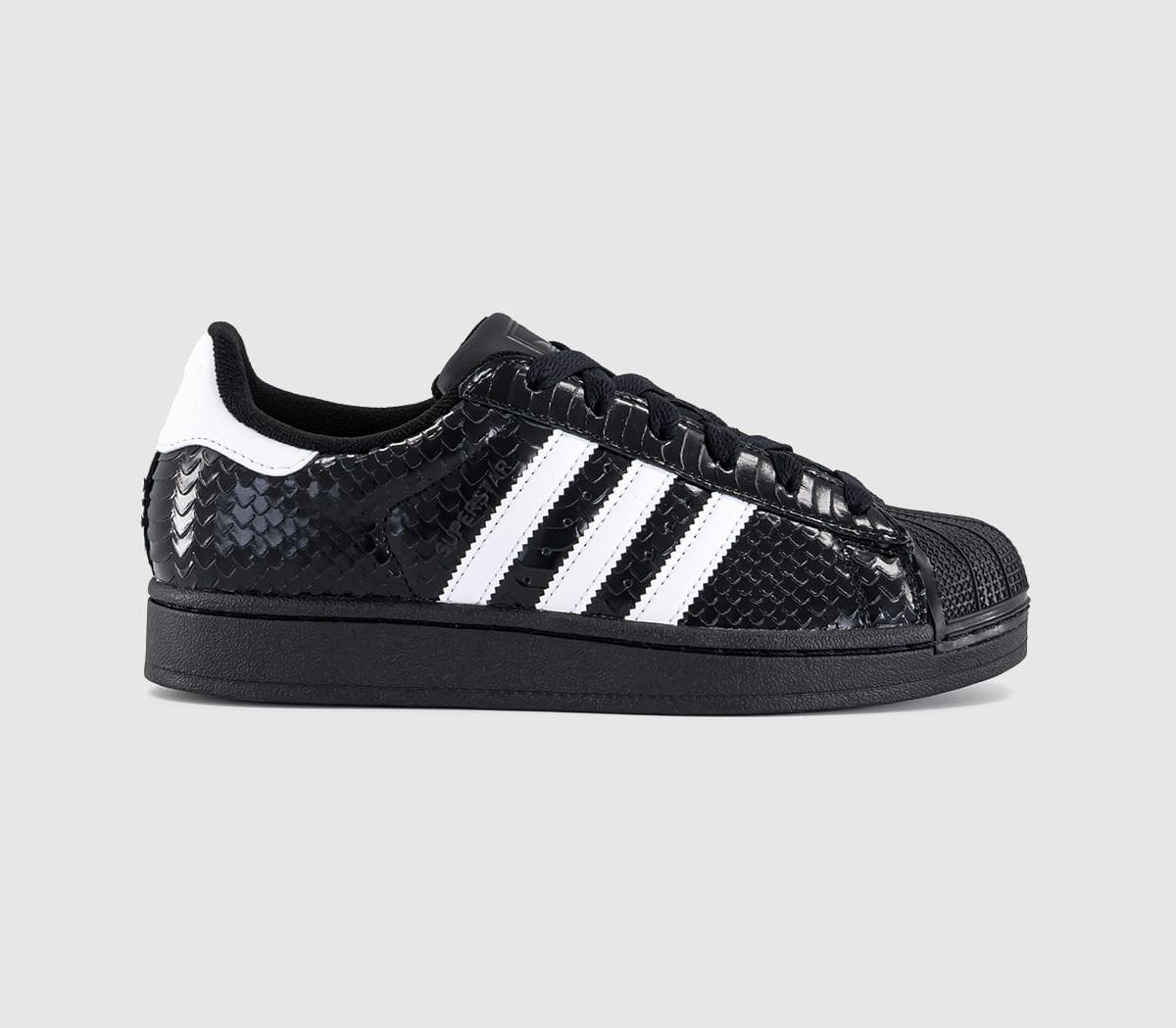 Adidas Womens Superstar II Trainers Snake Black White, 5.5