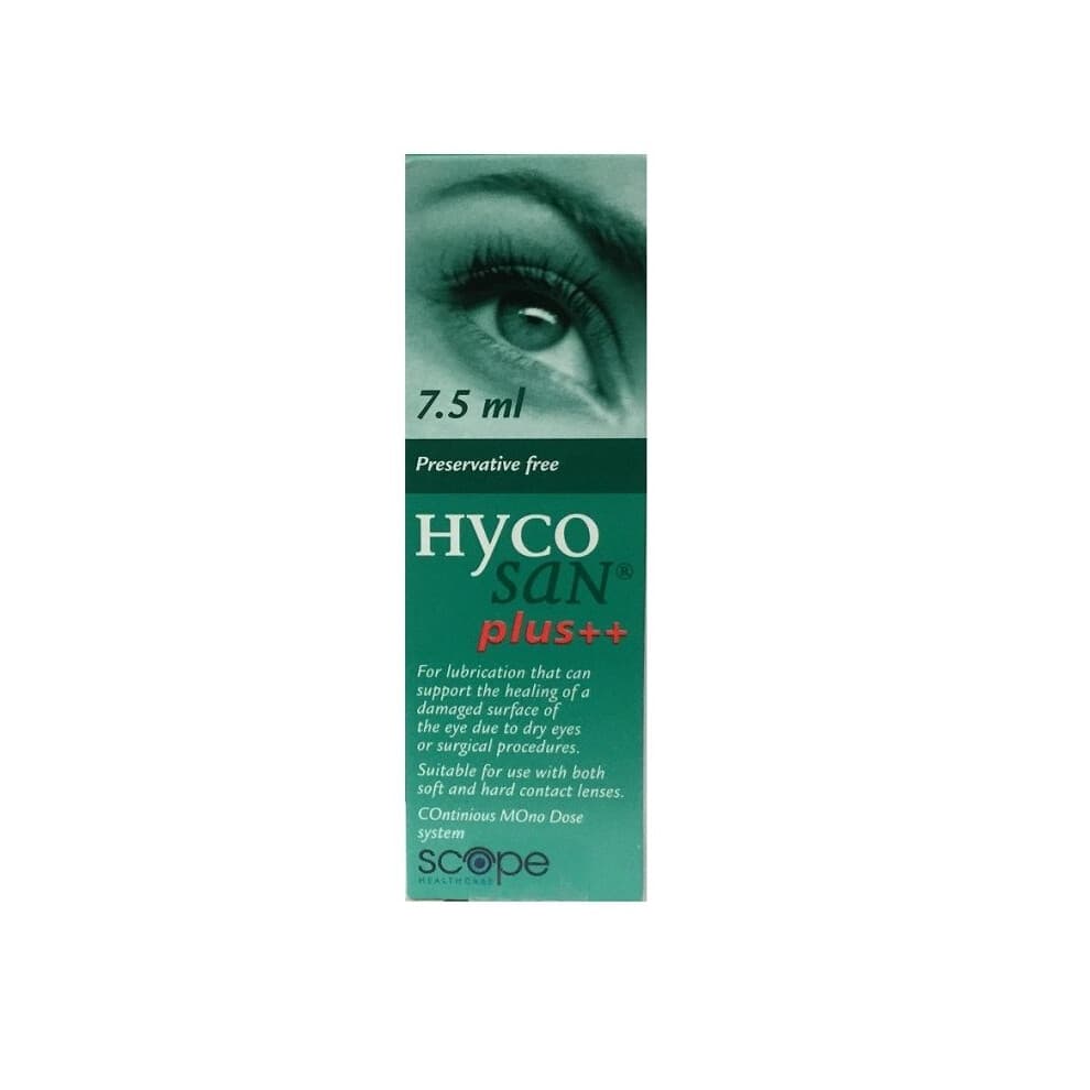 Hycosan Plus++ 7.5ml Preservative-Free Eye Drops with Hyaluronic Acid and Dexpanthenol ”“ Contact Lens Safe, Daytime Ointment Alternative