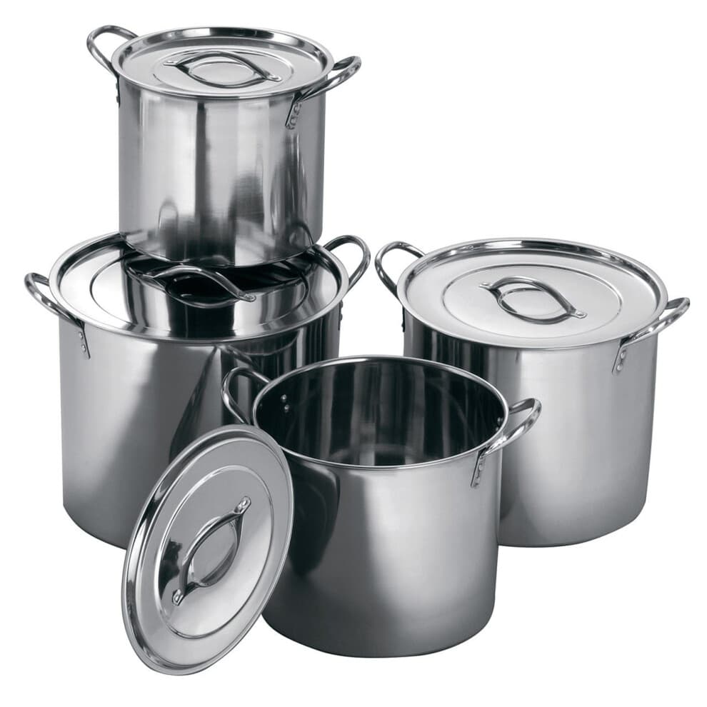 4 Pc Stainless Steel Stockpot Set, Stainless Steel Stock Pot With Twin Handles, Pots with Lid for Cooking