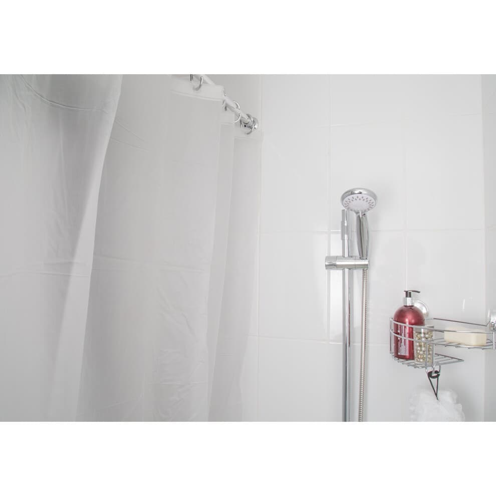 Croydex Professional Plain White Water-Resistant Textile Shower Curtain With Hygiene 'N' Clean 1800 x 1800mm