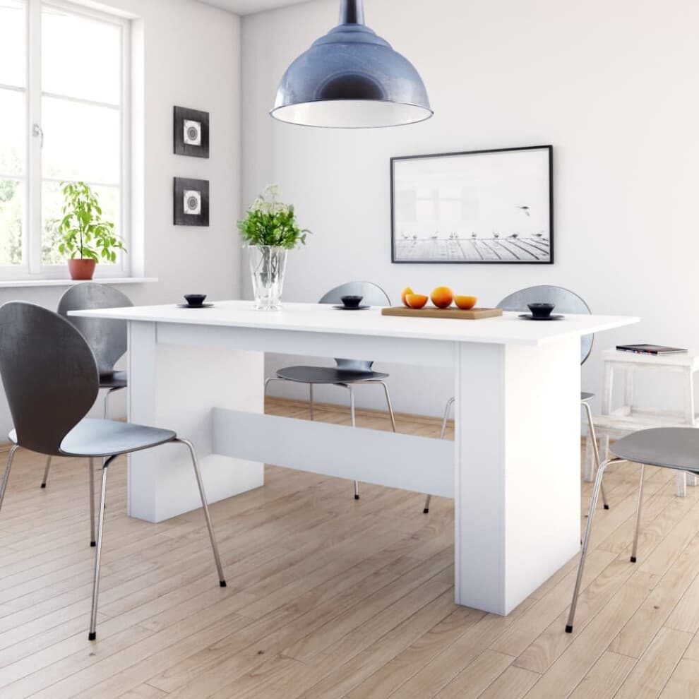 vidaXL White Engineered Wood Dining Table, 180x90x76 cm – Modern Minimalist, 3-Top Connected Design