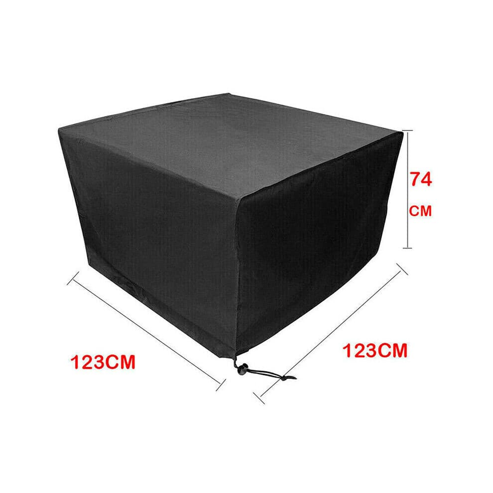 (Black, 123*123*74CM) Heavy Duty Garden Patio Furniture Table Cover for Rattan Table Cube Set Outdoor