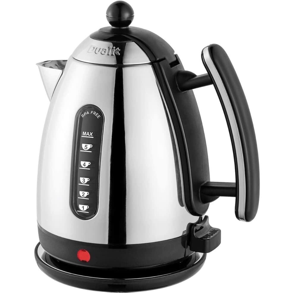 Dualit Lite Kettle | 1.5 L 2.4 kW Jug Kettle | Polished with Black Trim, High Gloss Finish | Fast Boiling Kettle by Dualit | 72010