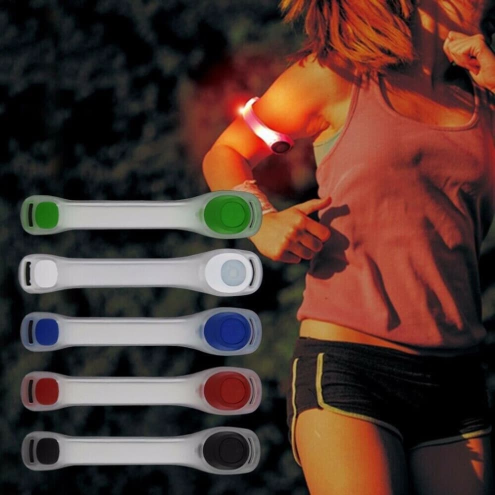 (Orange) 2Pcs Reflective Safety Belt Arm Strap Night Cycling Running LED Armband Light