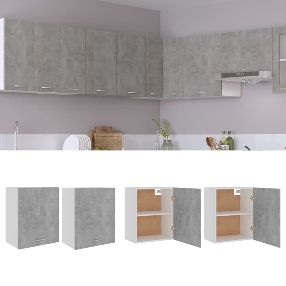vidaXL Lyon 2x Wall-Hung Kitchen Cabinets, Concrete Grey Engineered Wood, 50x31x60 cm, 60 kg Total Load, 805082