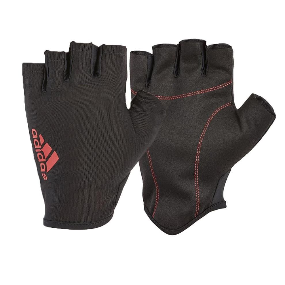 (Red, XL) Adidas Half Finger Essential Gloves Weight Lifting Gym Exercise Fitness Workout