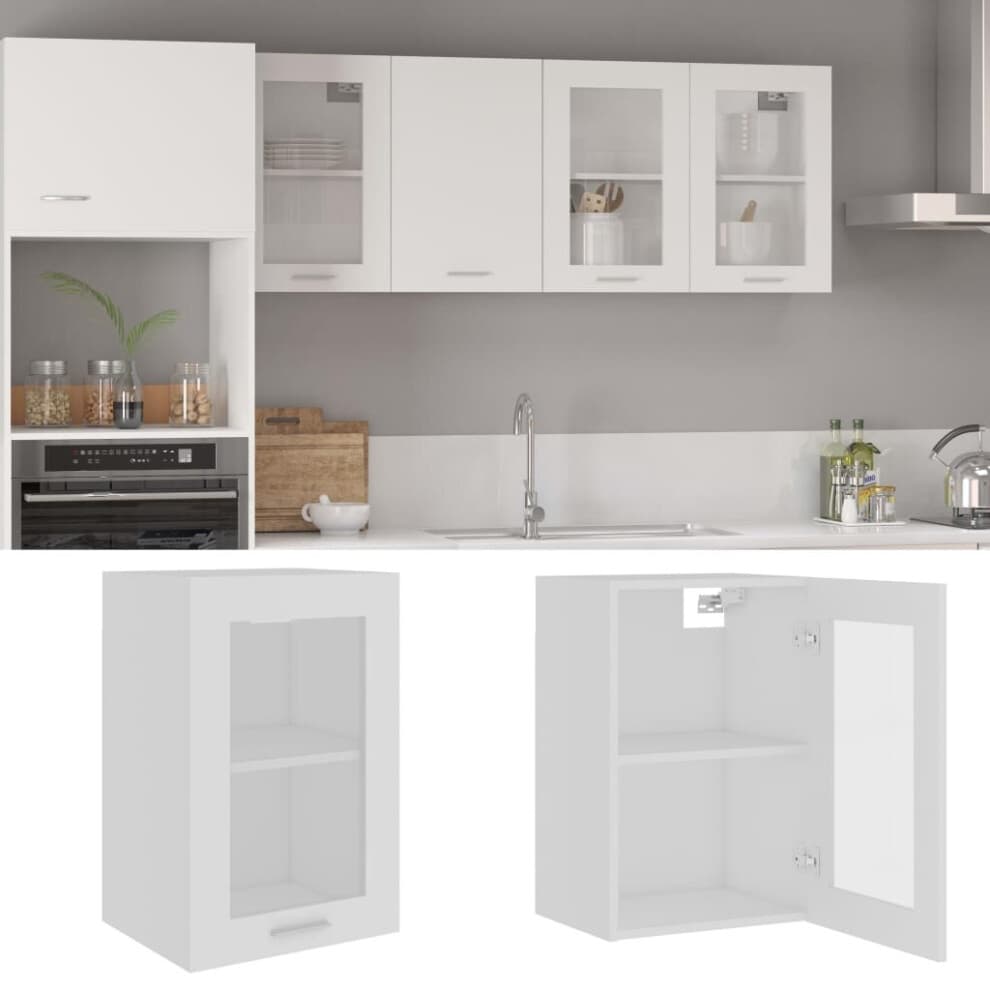 vidaXL Hanging Glass Cabinet White Engineered Wood Storage Kitchen Furniture