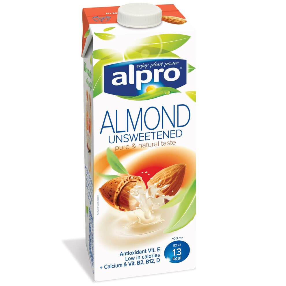 Alpro Unsweetened Almond Milk Cartons - 8x1Ltr