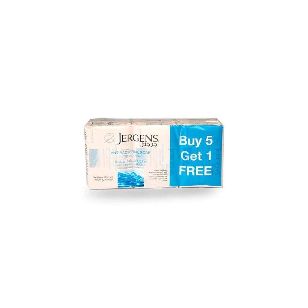Jergens Antibacterial Soap 125g x 6 Bars — Deep Cleansing, Skin Protection, Kills Germs, Moisturizes & Refreshes | UAE_DJ_JergenSoap_Antib