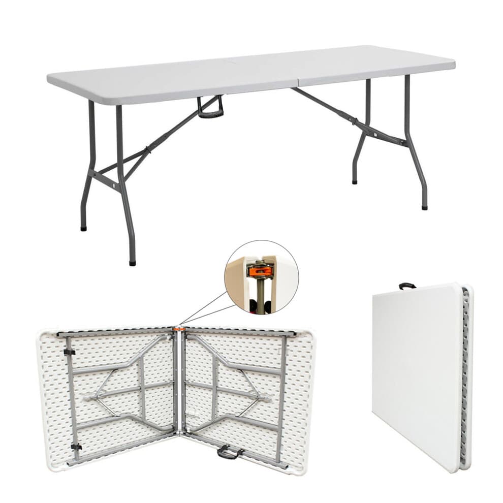 5ft Heavy-Duty Folding Catering Table with Carry Handle - Trestle Design, 125 kg Capacity, Indoor/Outdoor