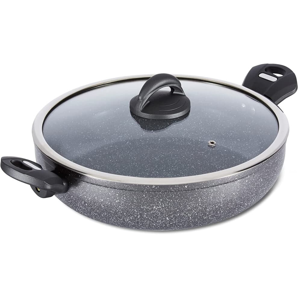Tower T81285 Cerastone 30cm Low Casserole Pot, Aluminium, Graphite