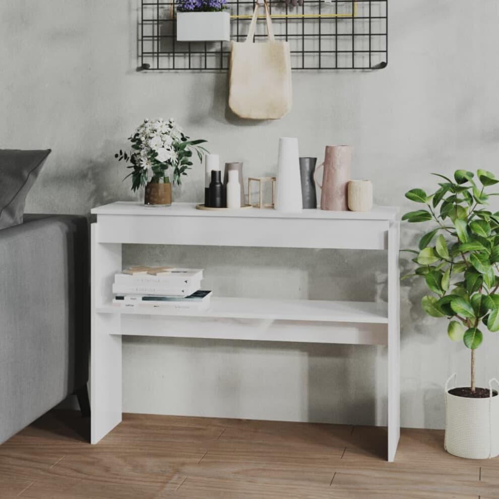 vidaXL Console Table High Gloss White Engineered Wood Couch Accent Side Table