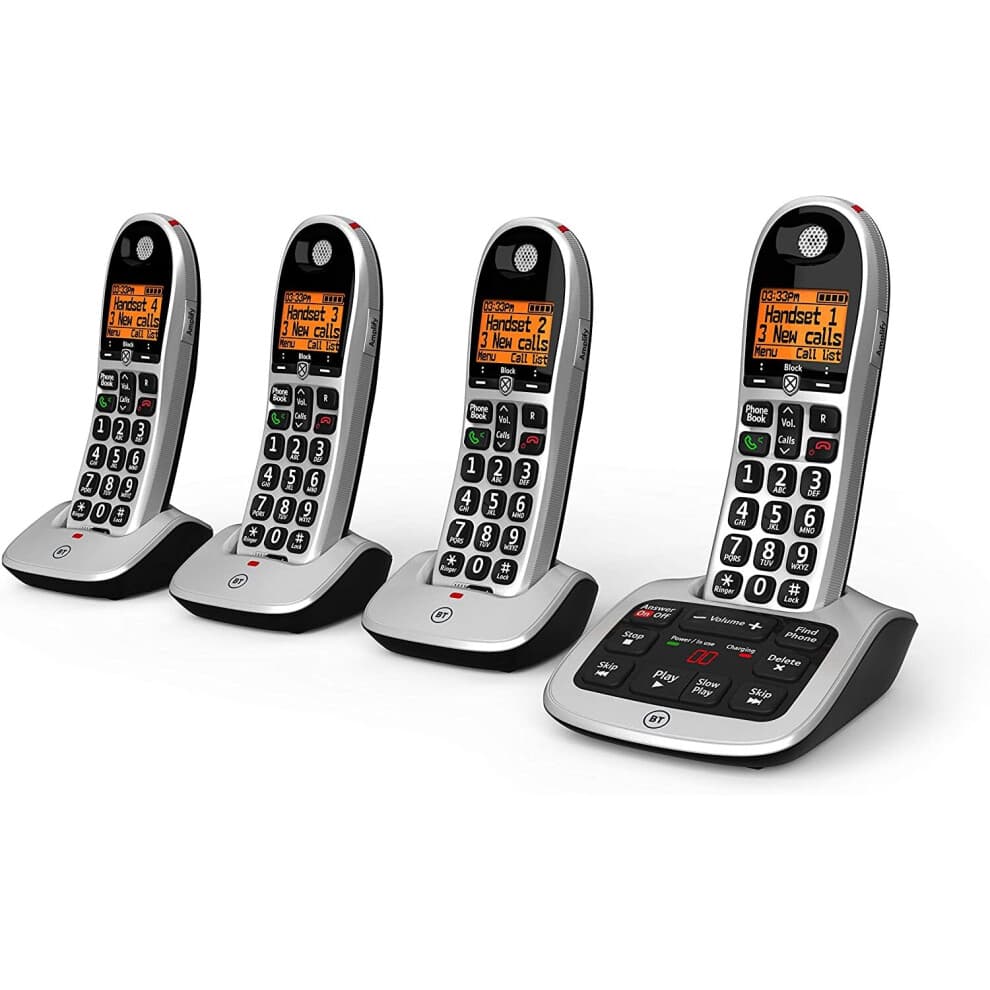 BT 4600 Big Button Advanced Call Blocker Home Phone with Answer Machine, Quad Handset Pack