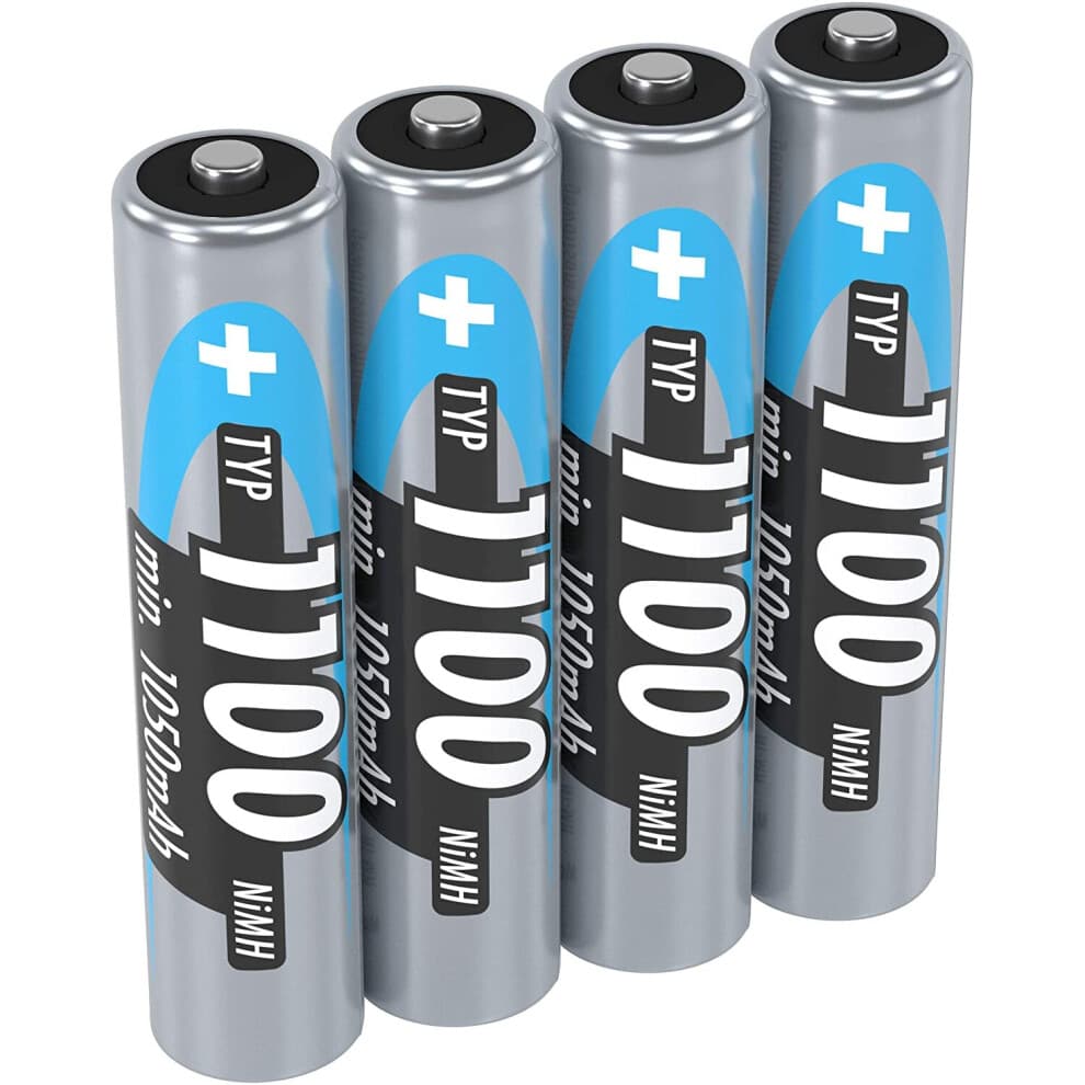 Ansmann AAA Rechargeable Batteries [Pack of 4] 1100 mAh NiMH High Capacity AAA Type Size Battery For Cordless Phone Handsets, Toys, Digital Cameras,