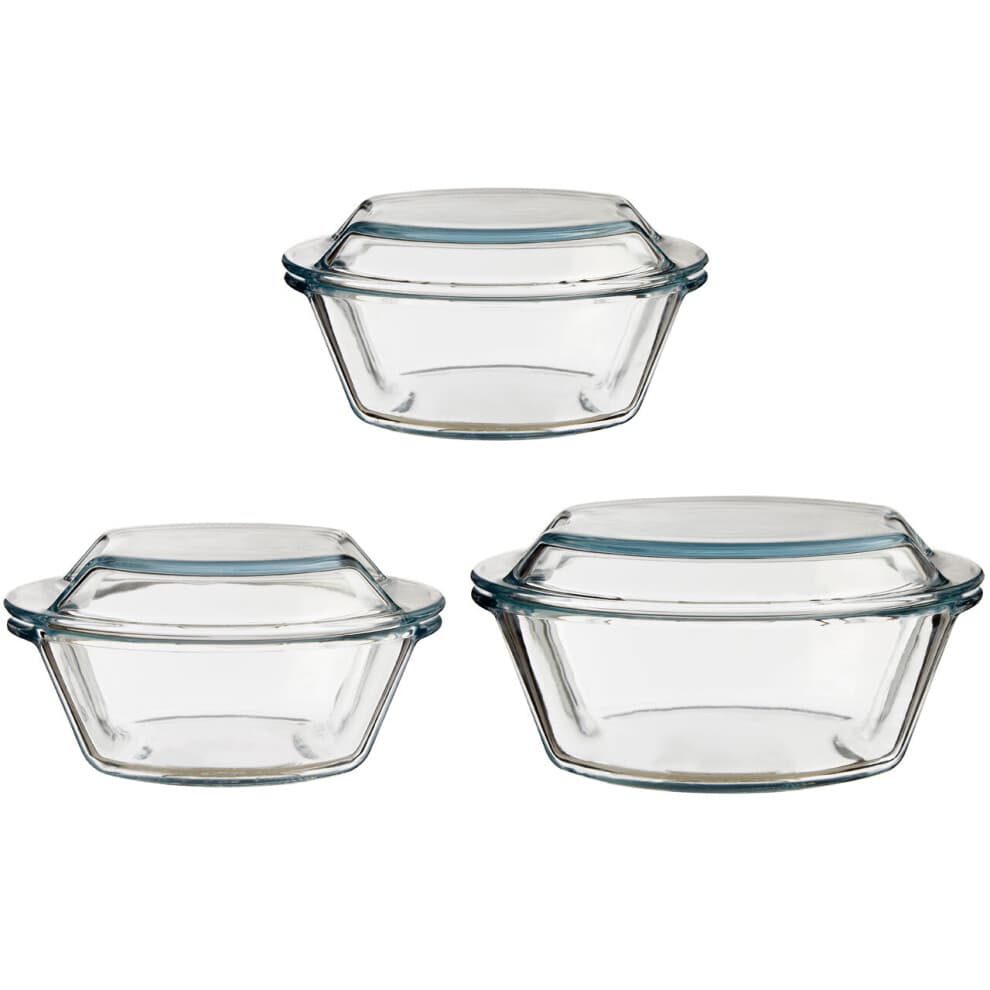 Premium Set Of Three Casserole Dishes, Borosilicate Glass Casserole Dish For Baking, Versatile Baking Dish