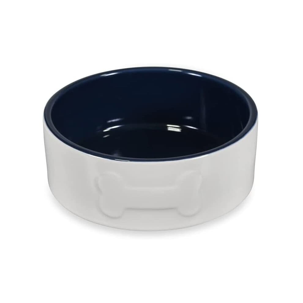 Petface Bone Ceramic Bowl (Cream/Navy), 15cm