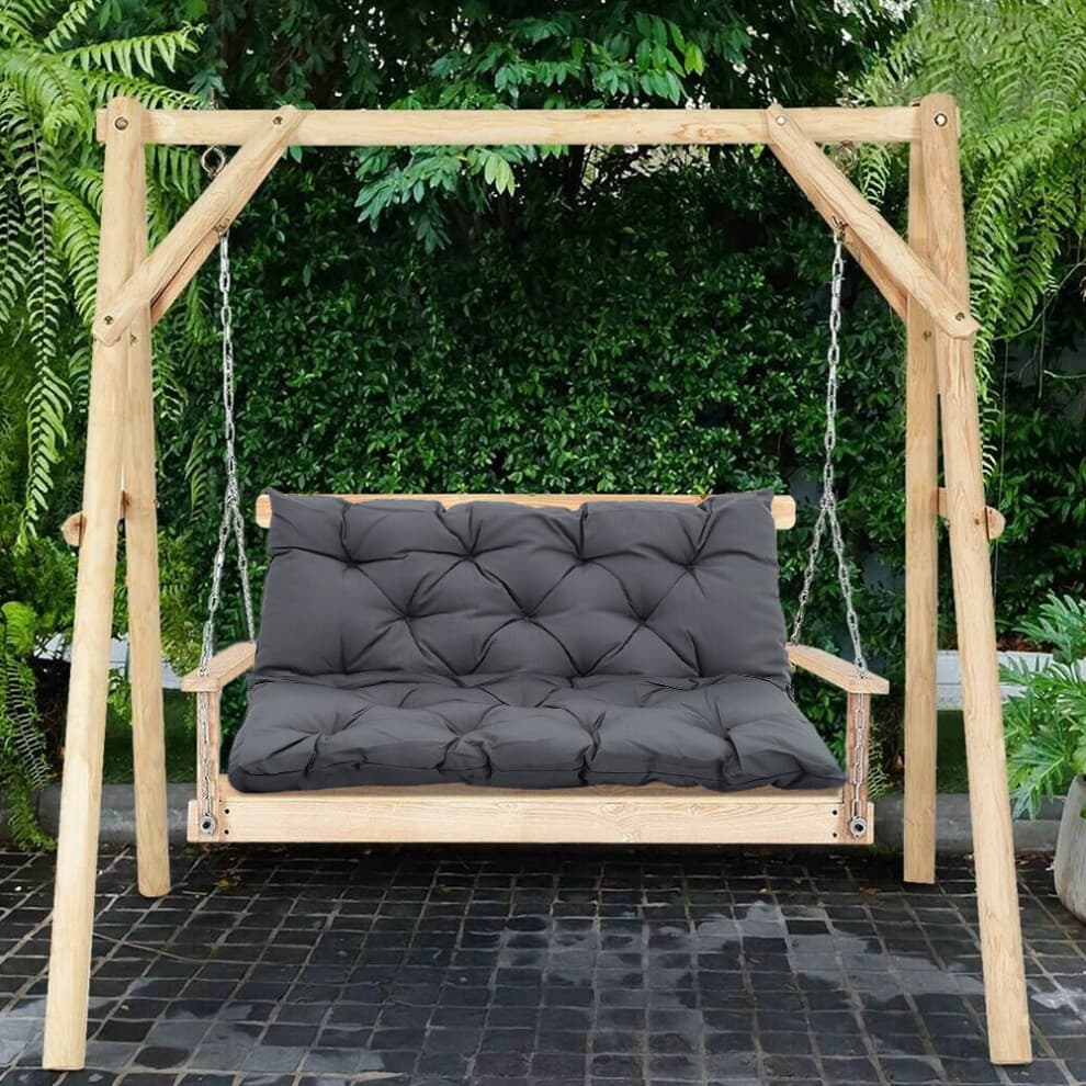 (Dark Grey-Three Seater) Swing Chair Garden Hammock 2/3 Seater Bench Canopy Lounger Cushion Pad Pillow (Only Cushion, without Chair)