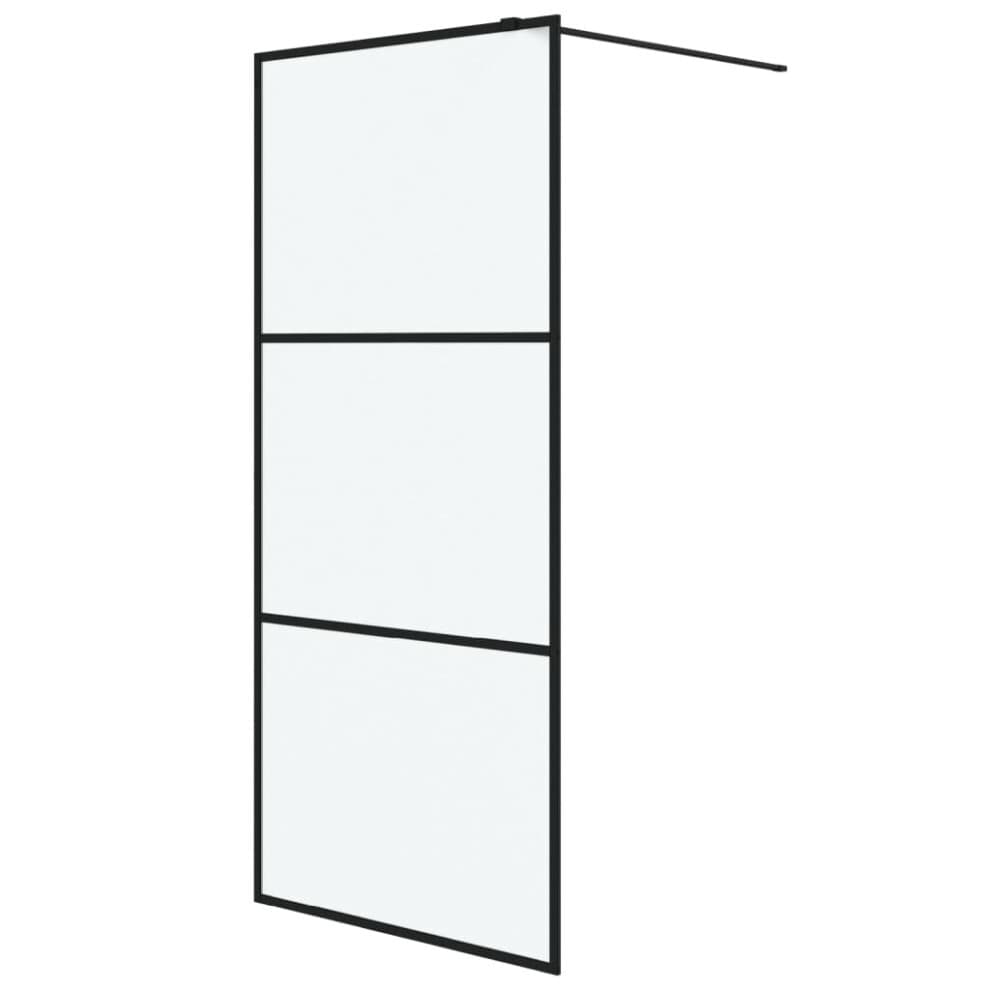 vidaXL Walk-in Shower Wall Black 90x195 cm Frosted ESG Glass Shower Screen