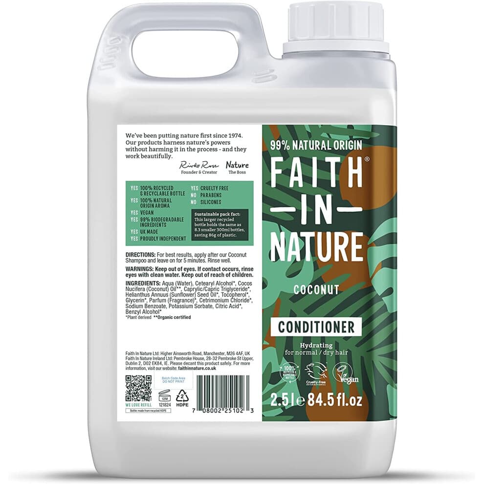 Faith in Nature Coconut Conditioner 2.5L Refill – Hydrating, Cruelty-Free for Normal to Dry Hair