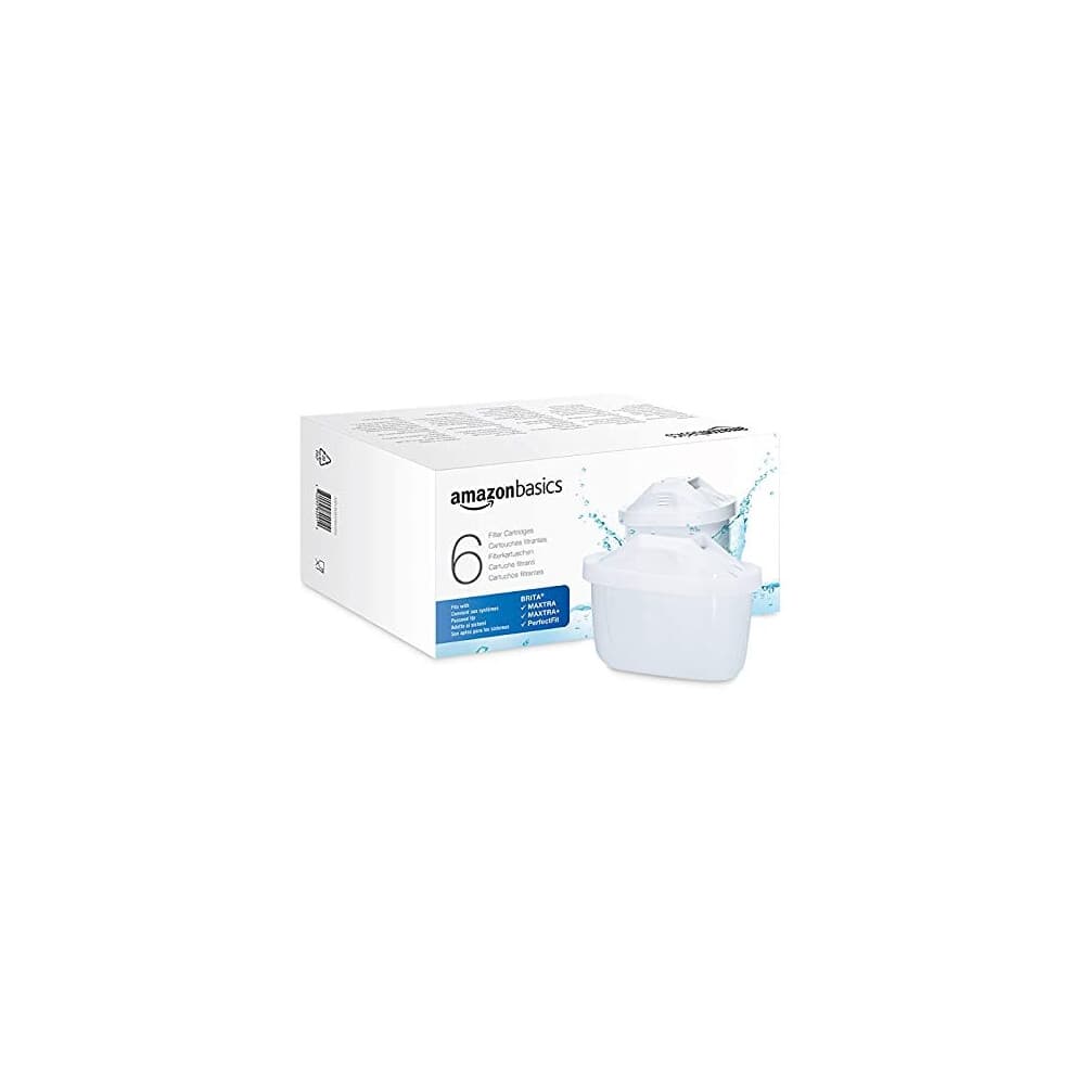 Amazon Basics Water Filter Cartridge, Brita Maxtra+ Compatible | 6 packs | fit with any Amazon Basics water filter jug and BRITA