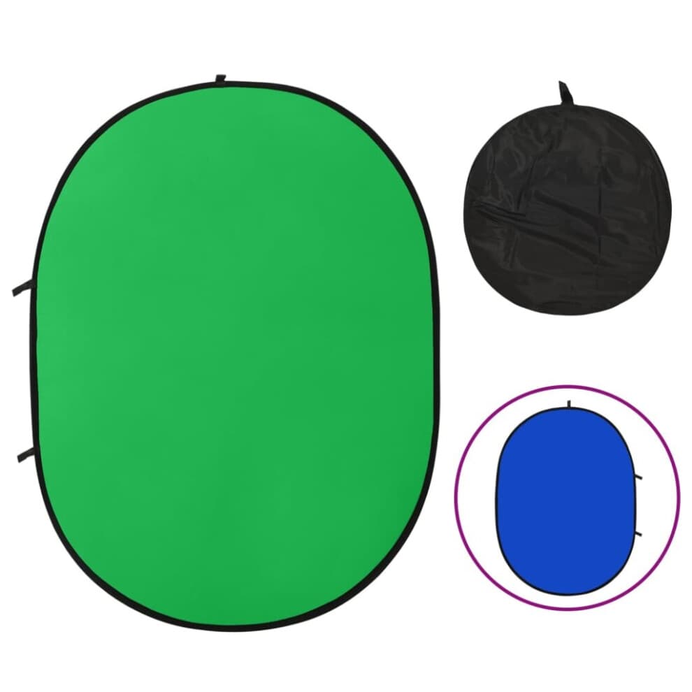 (Blue and green) vidaXL 2 in 1 Oval Studio Background Screen Black and Grey/Blue and Green