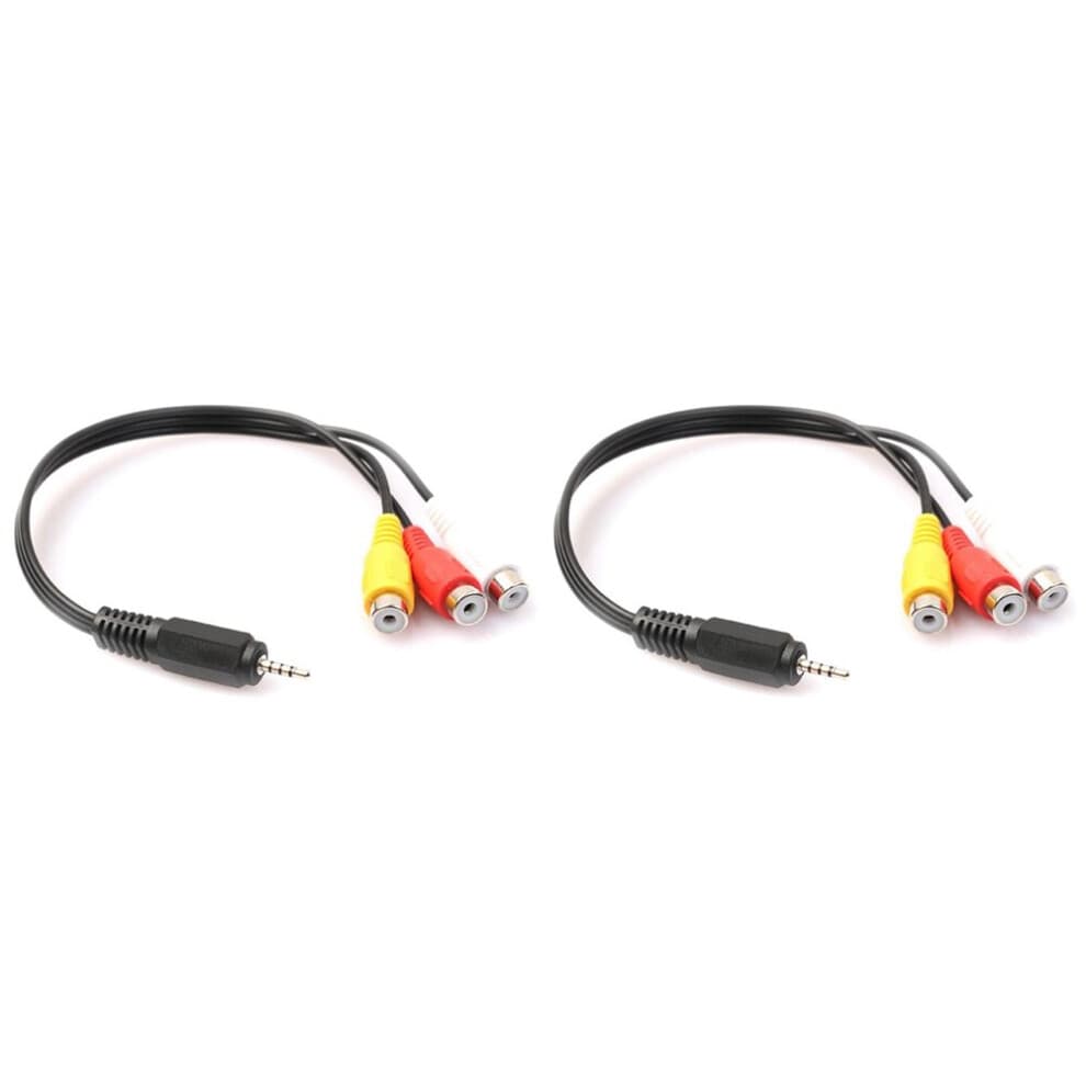2pcs 2.5mm Mini AV Male to 3RCA Female M/F Audio Video Cable Stereo Adapter Cord