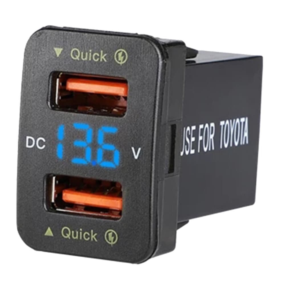 36W Fast Car Charger QC3.0 Dual USB Fast Charger with Blue Voltage Waterproof Mobile Phone Charger for