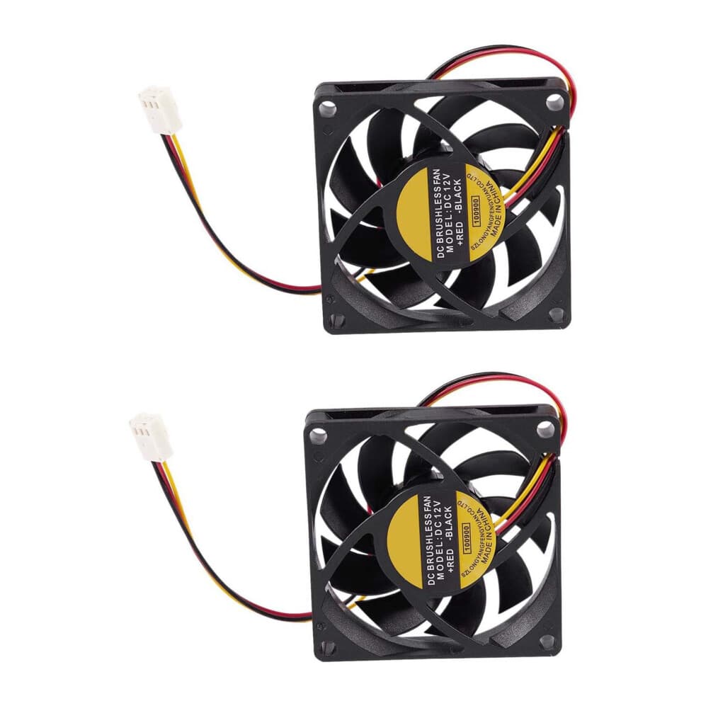 2pcs 70X70mm 12V 3-Pin PC Computer Case CPU DC Brushless Cooler Cooling Fan Black