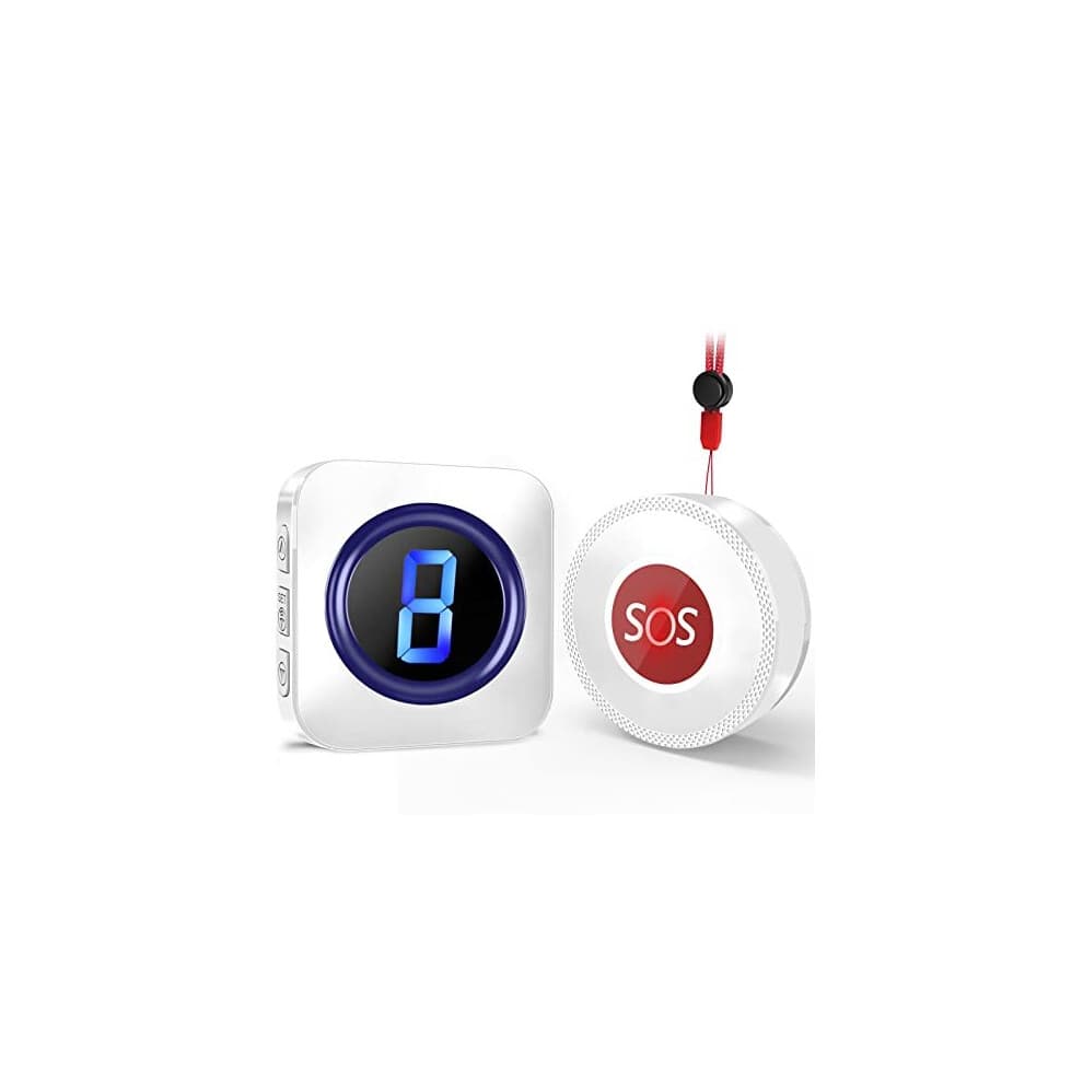 Wireless Caregiver Pager, SOS Call Button Suresafe Personal Alarms for Elderly, 1,000ft Long Range Buzzer Call Bell, Panic Alarm Button with 55