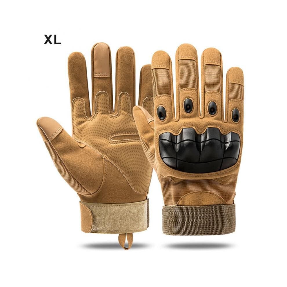 (a-Brown L) Outdoor Tactical Gloves Full Finger Army Military Gloves Men Combat Gloves Camping Hiking Gloves Motocycle Hard Knuckle Gloves