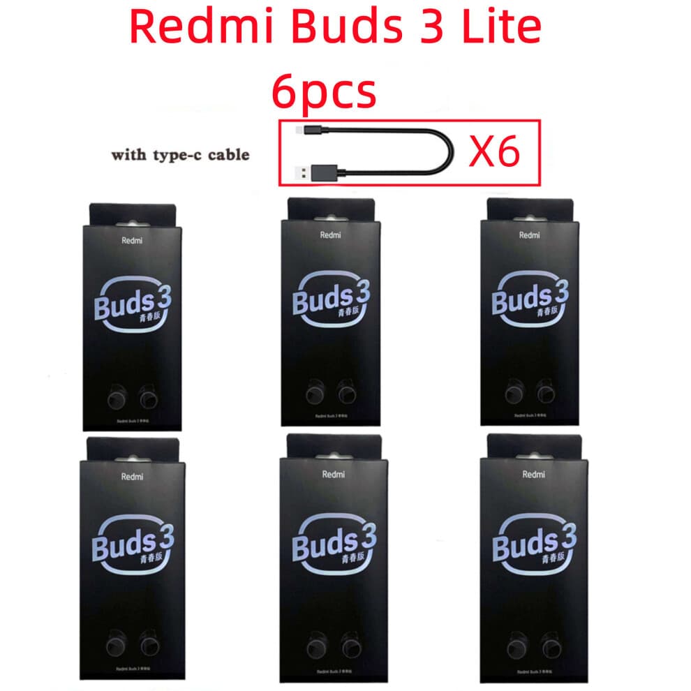 (a-6pcs earbuds set) [with Charging Cable]Redmi Buds 3 Lite Youth Edition Earphone Tws Wireless Headphones Bluetooth Headset Touch Control Earbuds