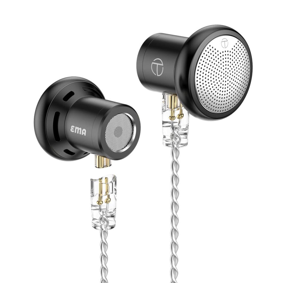 (a-Black no mic) TRN EMA 14.2mm Dynamic Driver In Ear Earphone Bass Metal Flat Head Plug Earburd Replaceable Cable For TRN Kirin XUANWU MT3 ST5