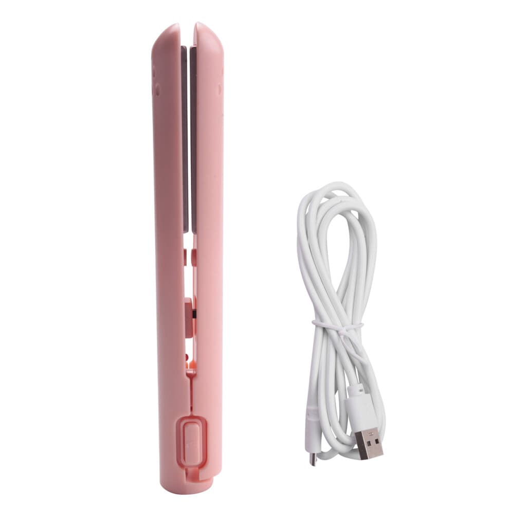 Mini Hair Straightener for Straight and Curling for Students Pink