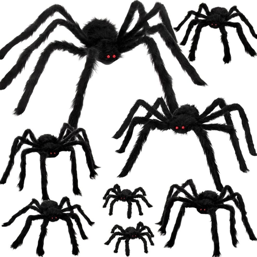 8PCS Halloween Spider Decorations Giant Spider Outdoor Halloween
