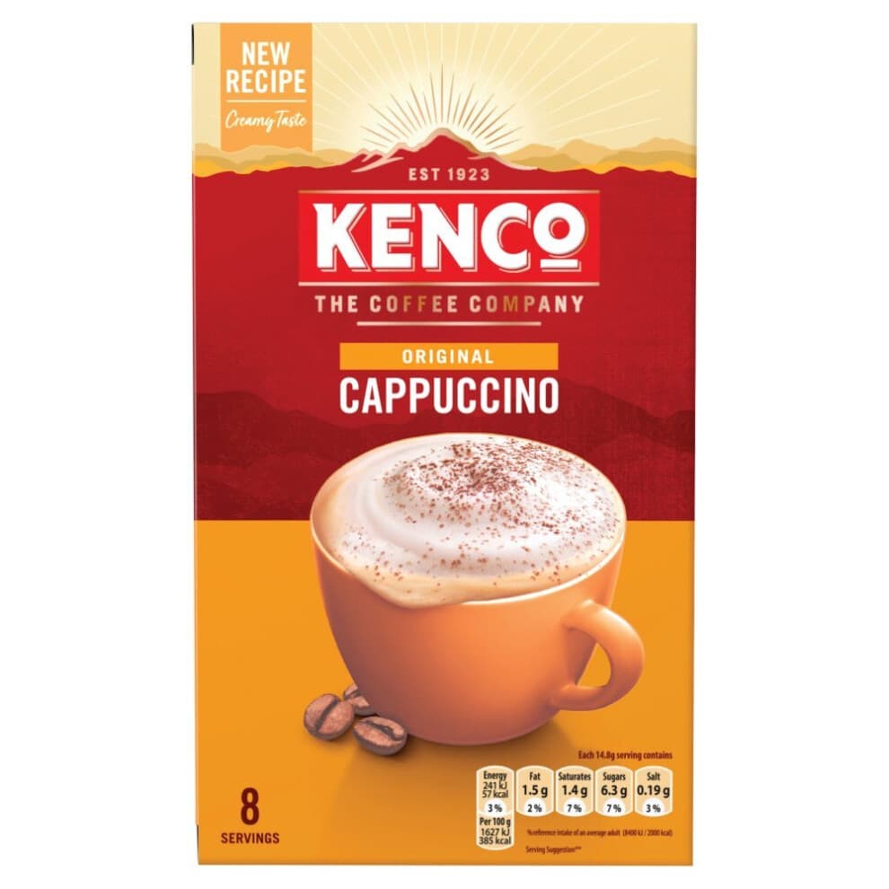 Kenco Cappuccino Instant Coffee Sachets 8x14.8g (118.4g) ( pack of 5 )