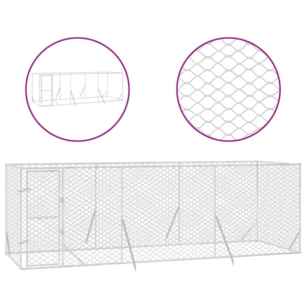 (6 x 2 x 2 m) vidaXL Outdoor Dog Kennel Pet Cage Dog House Pet Crate Silver Galvanised Steel