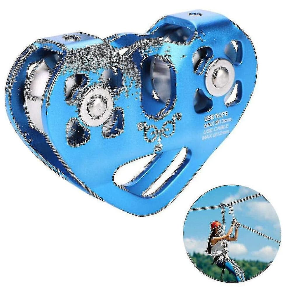 Pulley Tandem Speed Dual Trolley Rescue Climbing Dual Pulley With Ball Bearing Rock/ Single Pulley Aluminum Fixed Eye Climbing Pulley--red