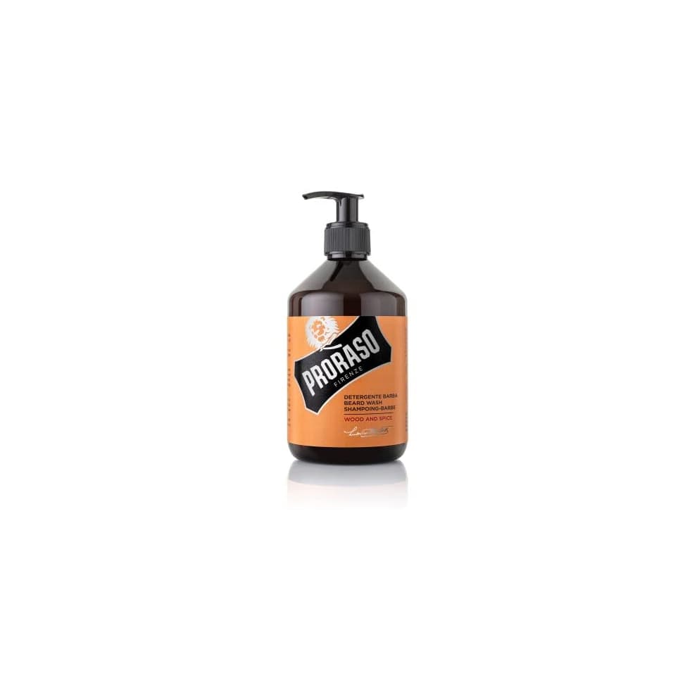 Beard Wash Wood & Spice, 500ml, Scented Beard Shampoo Softens, Conditions, and Gently Removes Impurities, Made in Italy