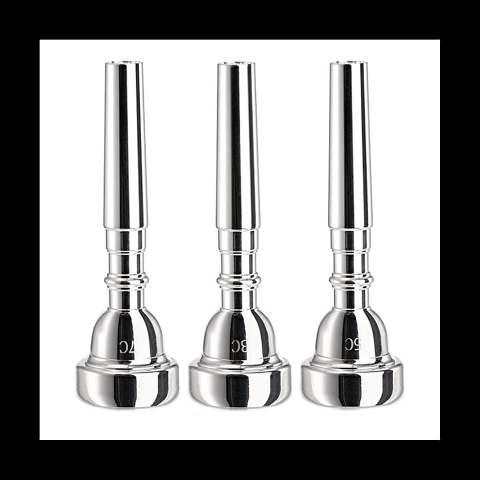 3 Pack Trumpet Mouthpiece, 7C 5C 3C Silver Plated Mouthpiece