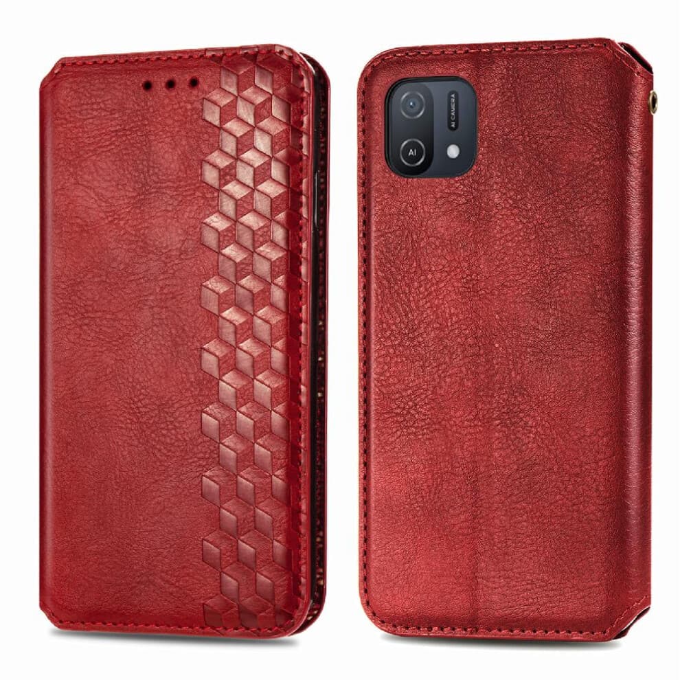 (Red) Case For OPPO A16K Wallet Function Exquisite Business Fashion Design Flip Cover Leather Case