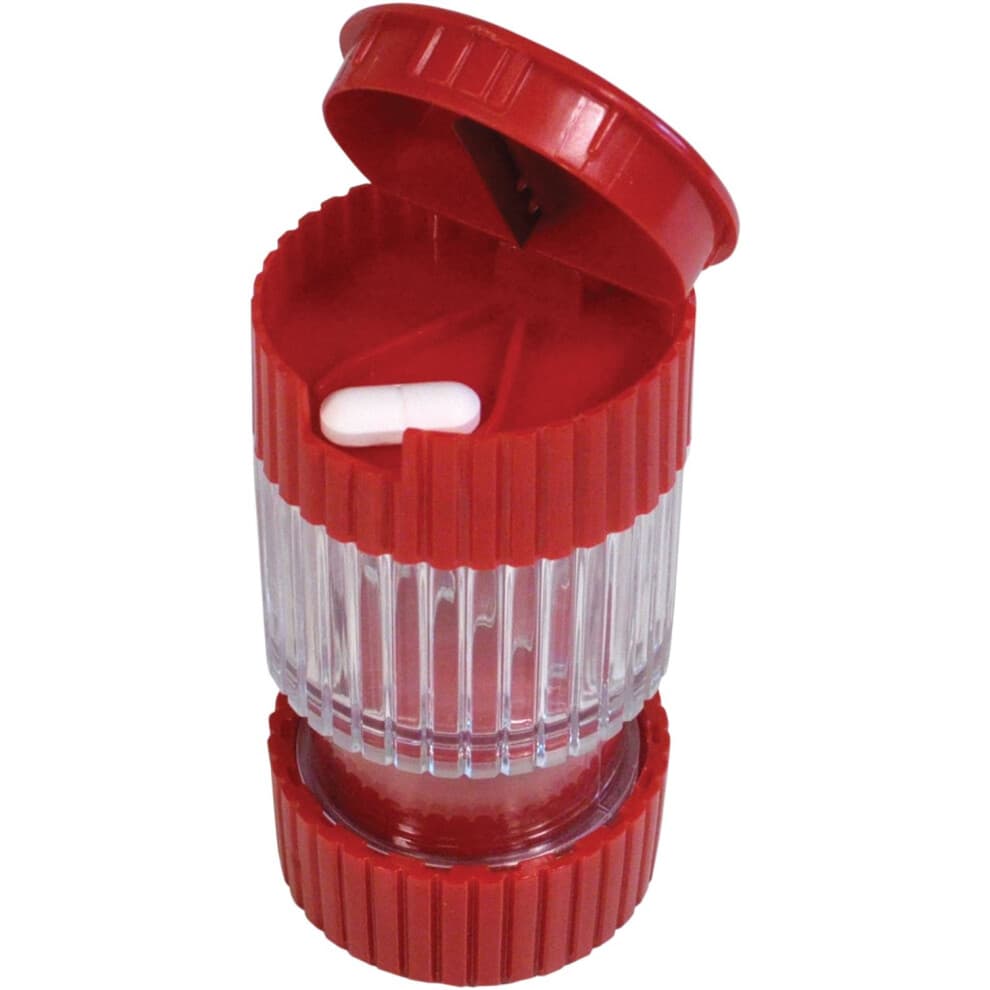 Pill Tablet Crusher Grinder Splitter Easy Use Medicine Storage Container Box 3 in 1